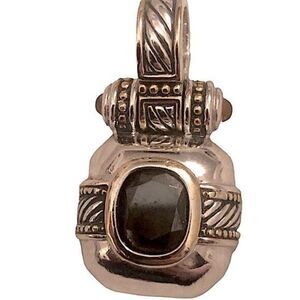 Vintage T*J Renaissance Revival 2-Tone‎ Black  CZ & Yellow Cab Pendant